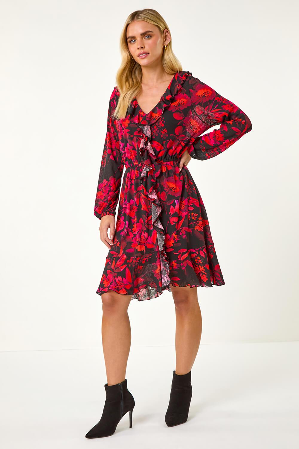 Roman Petite Floral Frill Detail Dress in Red Lyst UK