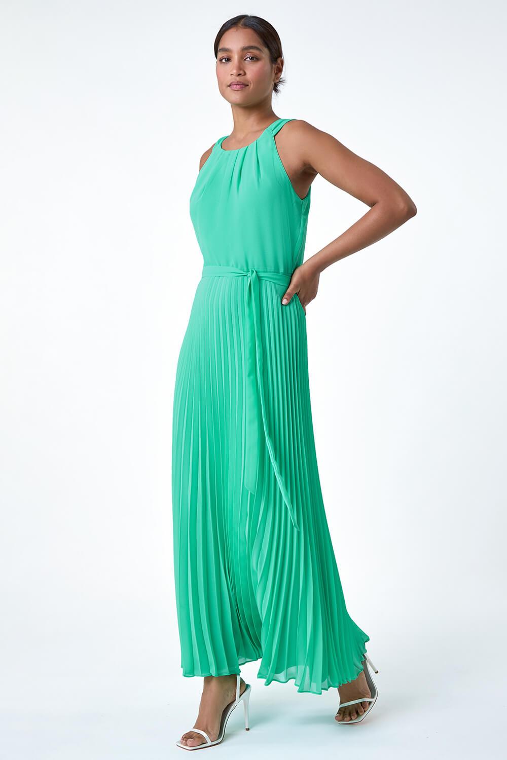 Roman Pleated Halter Neck Maxi Dress in Blue Lyst UK
