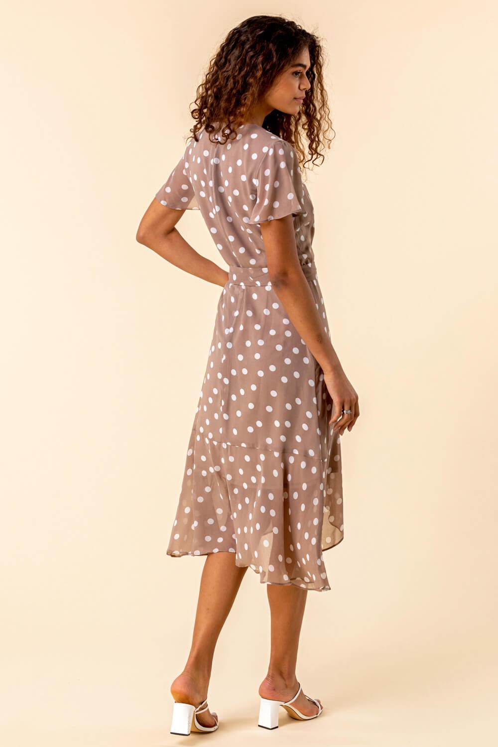 Roman Frilled Hem Spot Print Dress in 