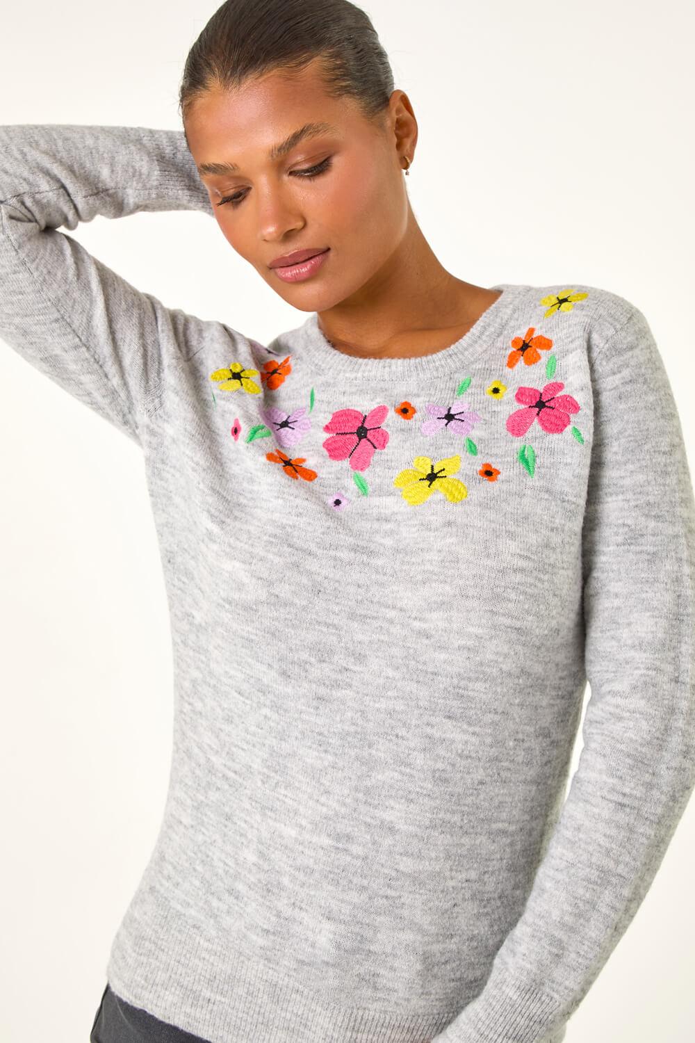 Crew Neck Romans Ladies Jumpers Roman Floral Embroidered Crew Neck