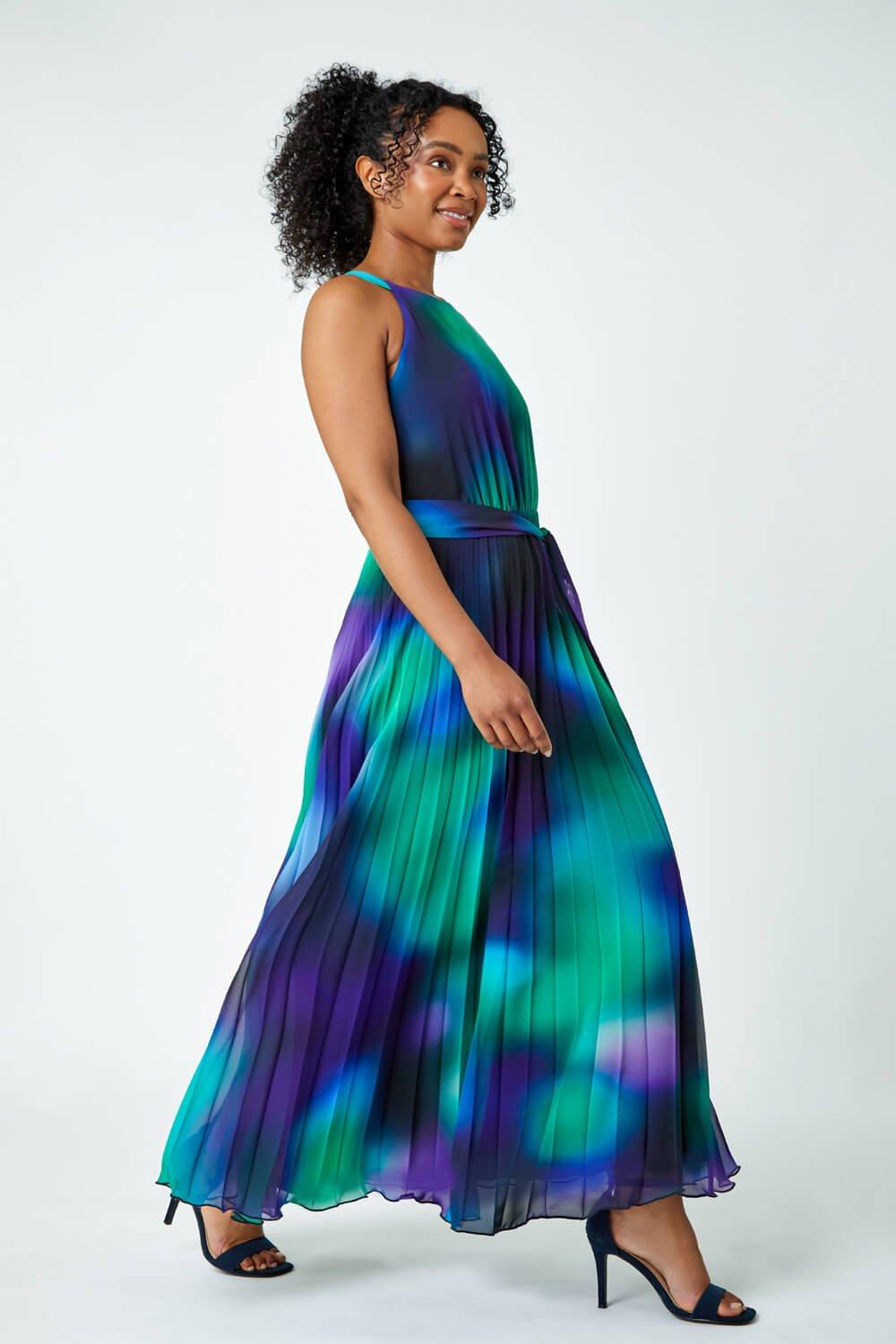 Roman Petite Halterneck Pleated Maxi Dress in Blue Lyst UK