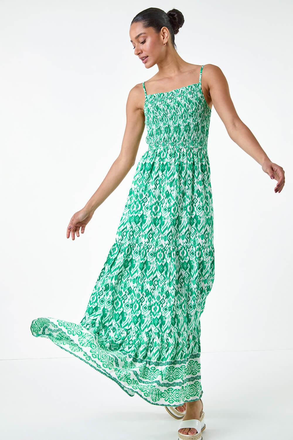 green aztec dress Green | Aztec Wrap Ruffle Frill Sleeve Mini Dress main image 0
