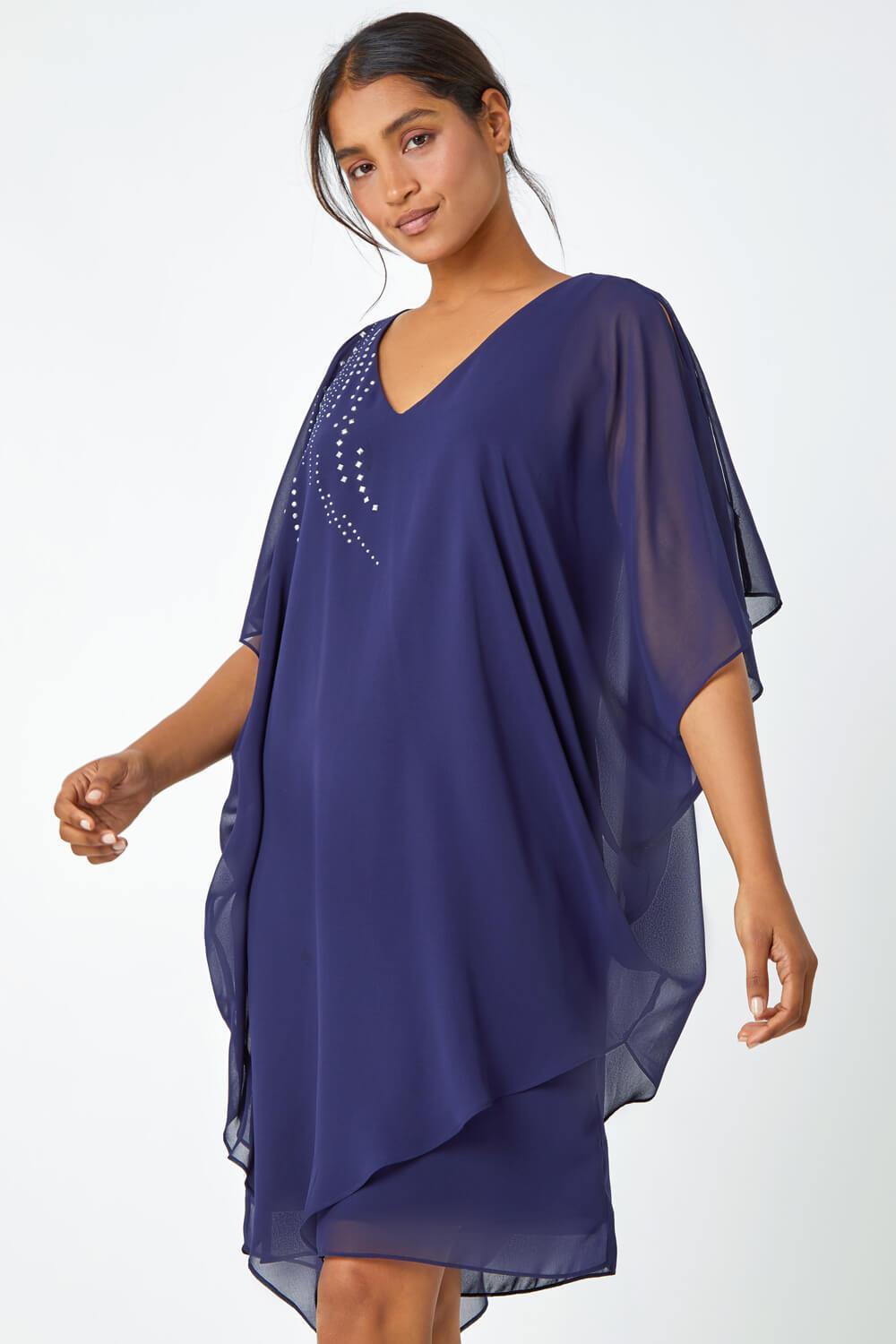 Roman Embellished Cold Shoulder Overlay Dress in Blue Lyst UK