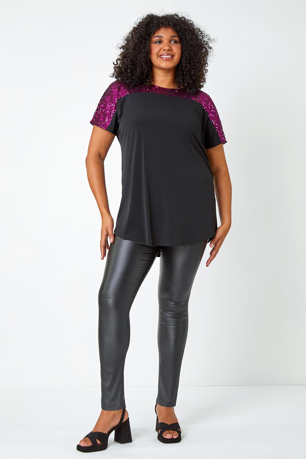 Roman Curve Sequin Embellished Stretch Top in Pink Lyst UK