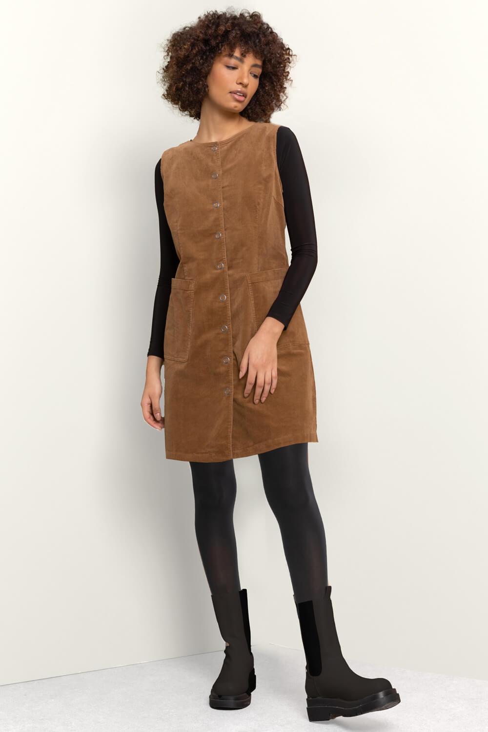 ladies cord pinafore dress Midi Dress Corduroy Pinafore Dress Womens Ladies Women Italian Button Strap Corduroy Pinafore Midi Dress