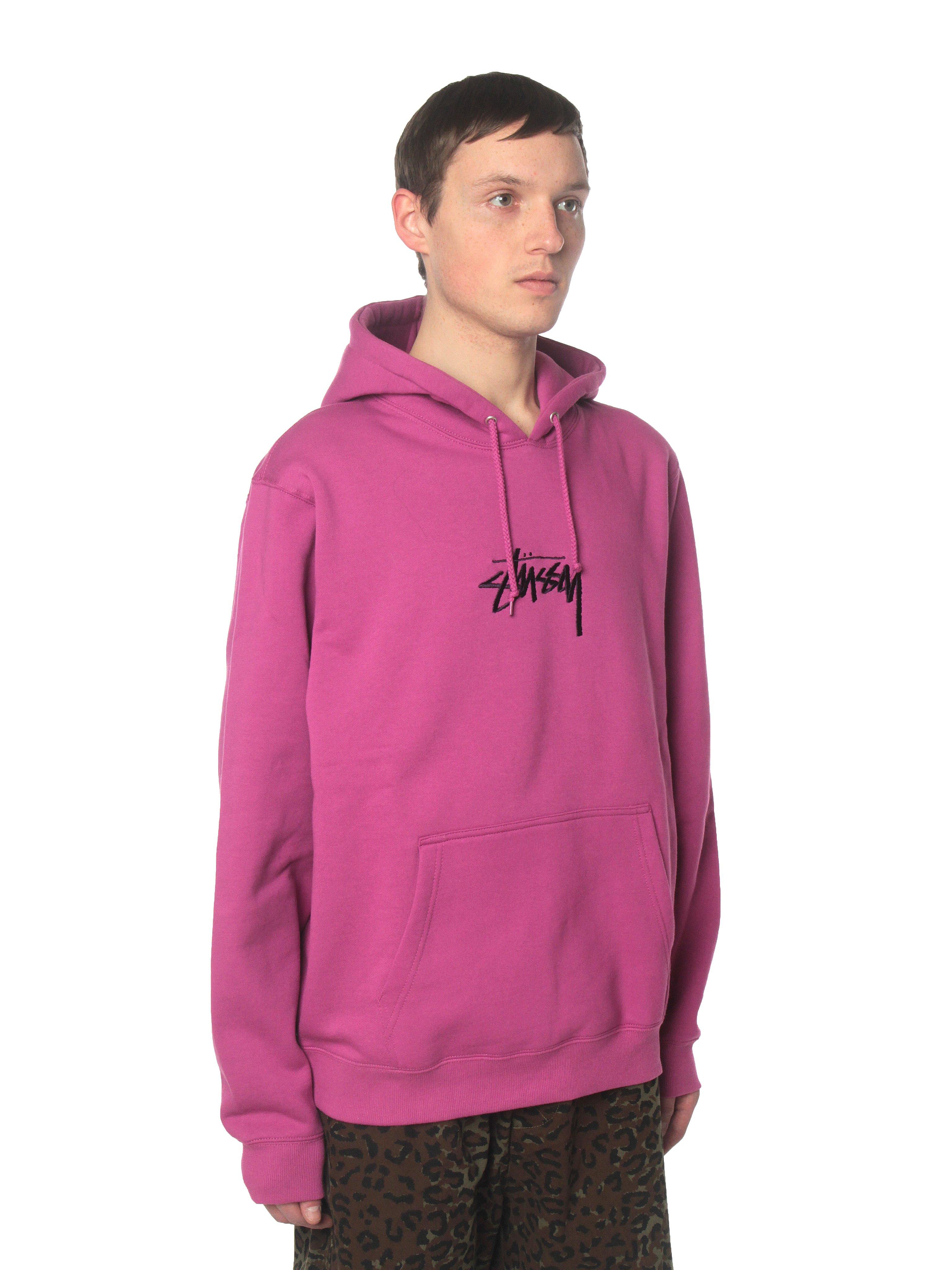 Stussy Cotton Stock Logo Hoodie in Berry (Pink) for Men - Lyst