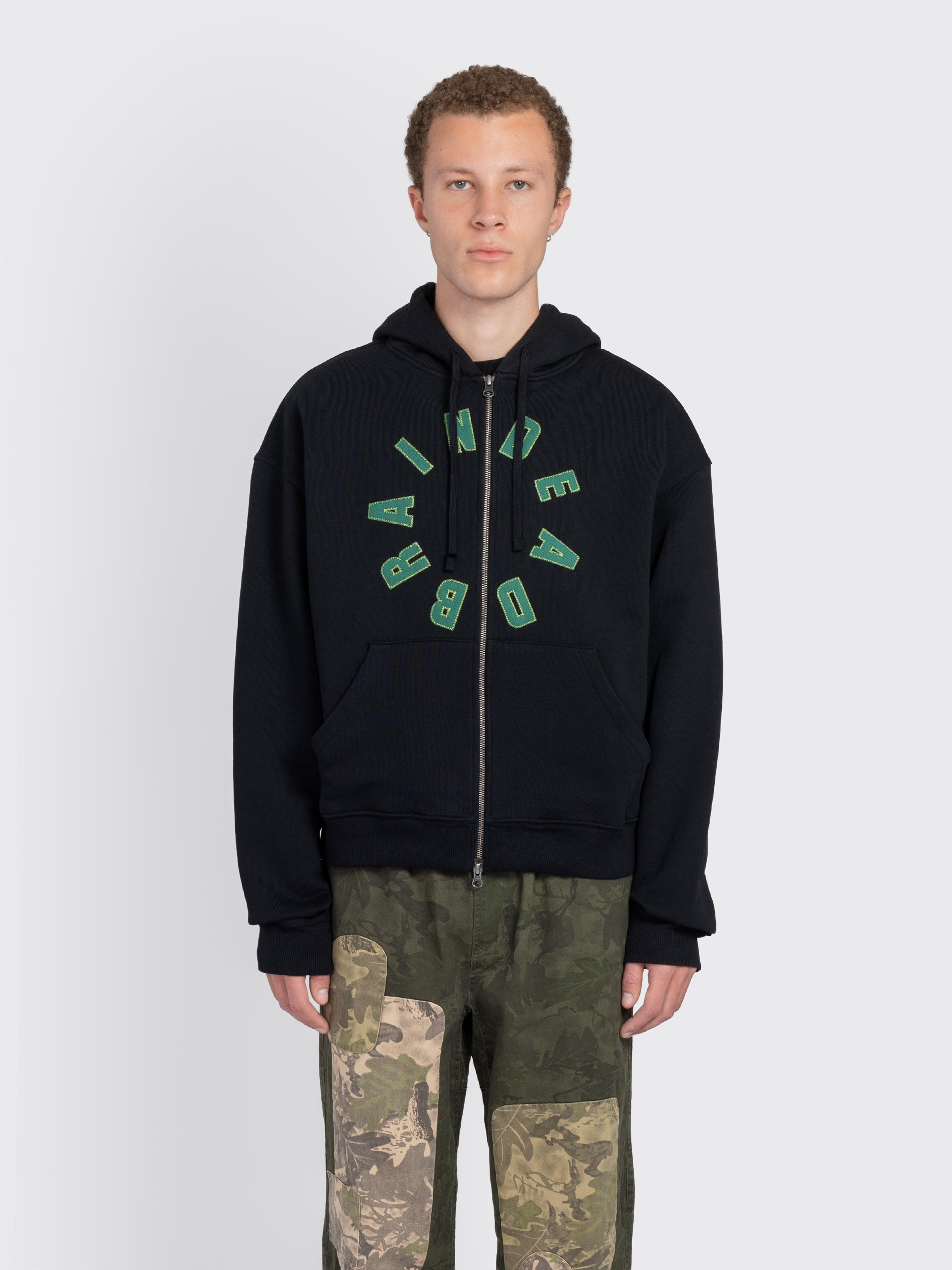 Brain Dead Collegiate Zip Up Hoodie in Black | Lyst
