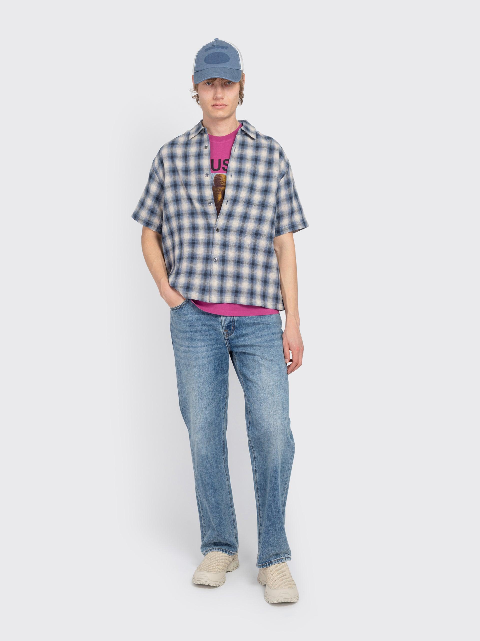 Stussy Liam Short Sleeve Plaid Shirt in Blue for Men | Lyst