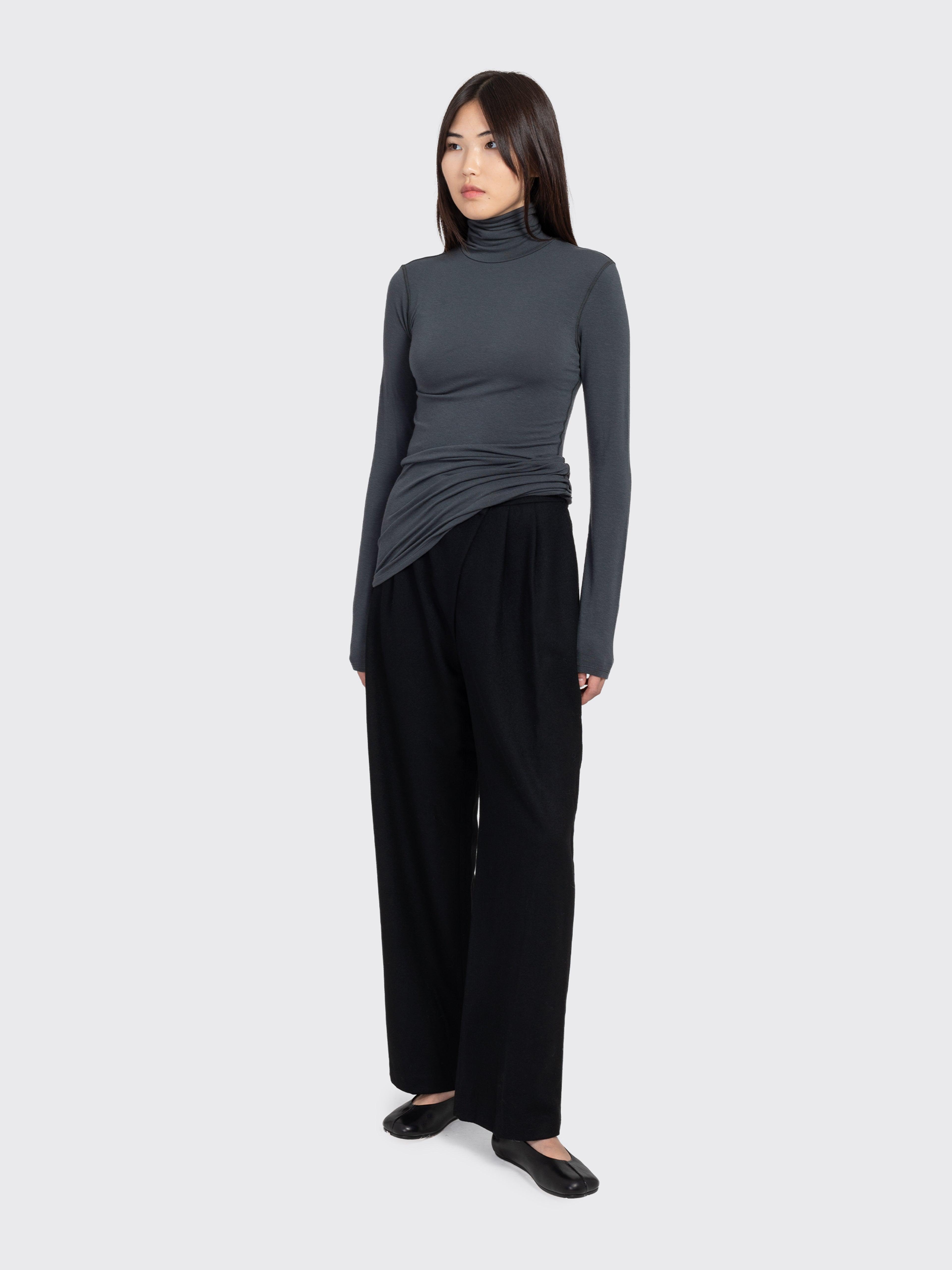 パンツ amomento Wool Wrap Pants, Black Amomento Wool Wrap Pants in Black | Lyst