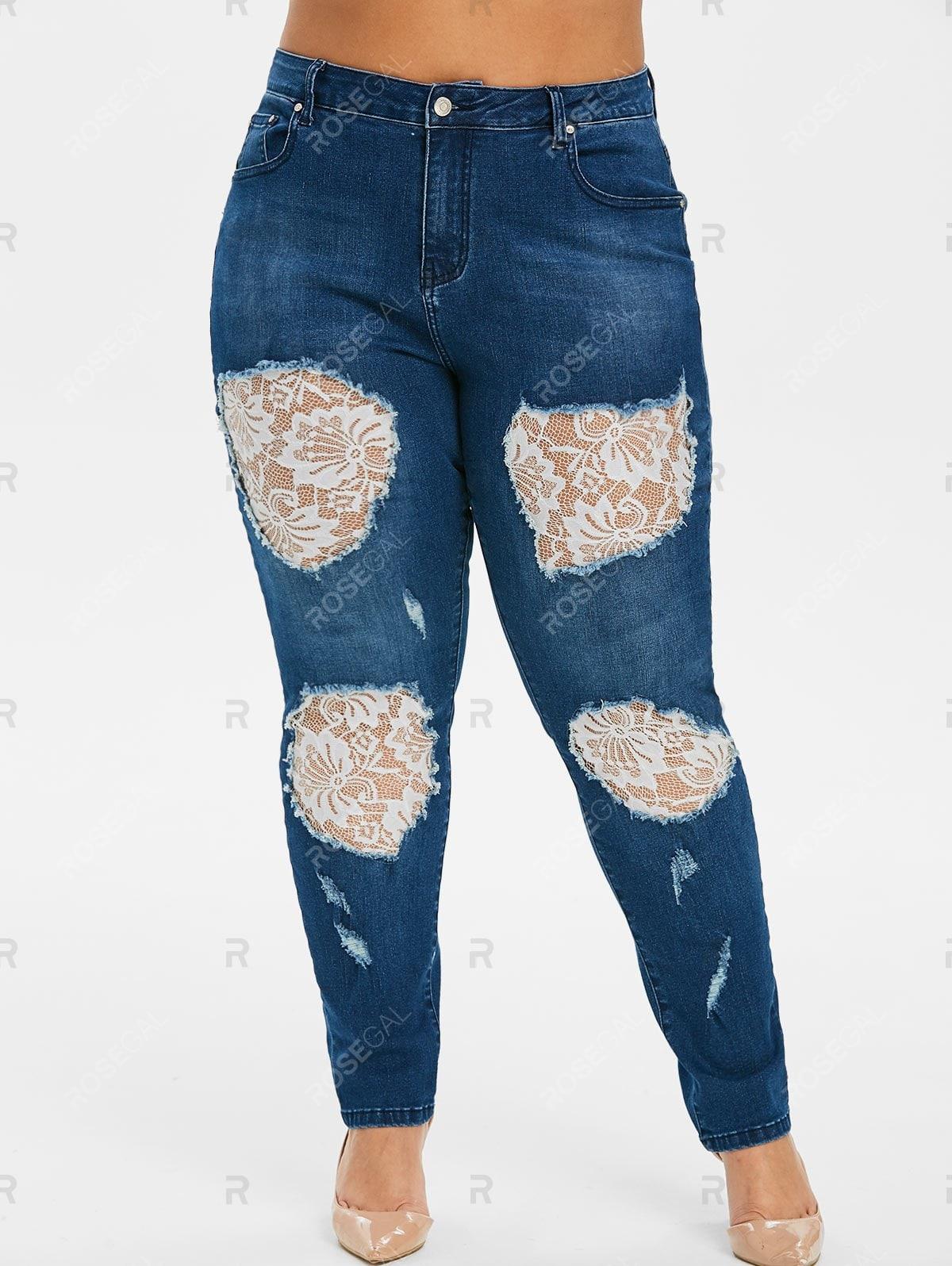 plus size lace jeans