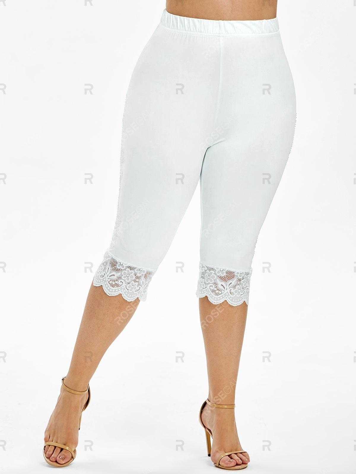 Lace Trimmed Capri Leggings