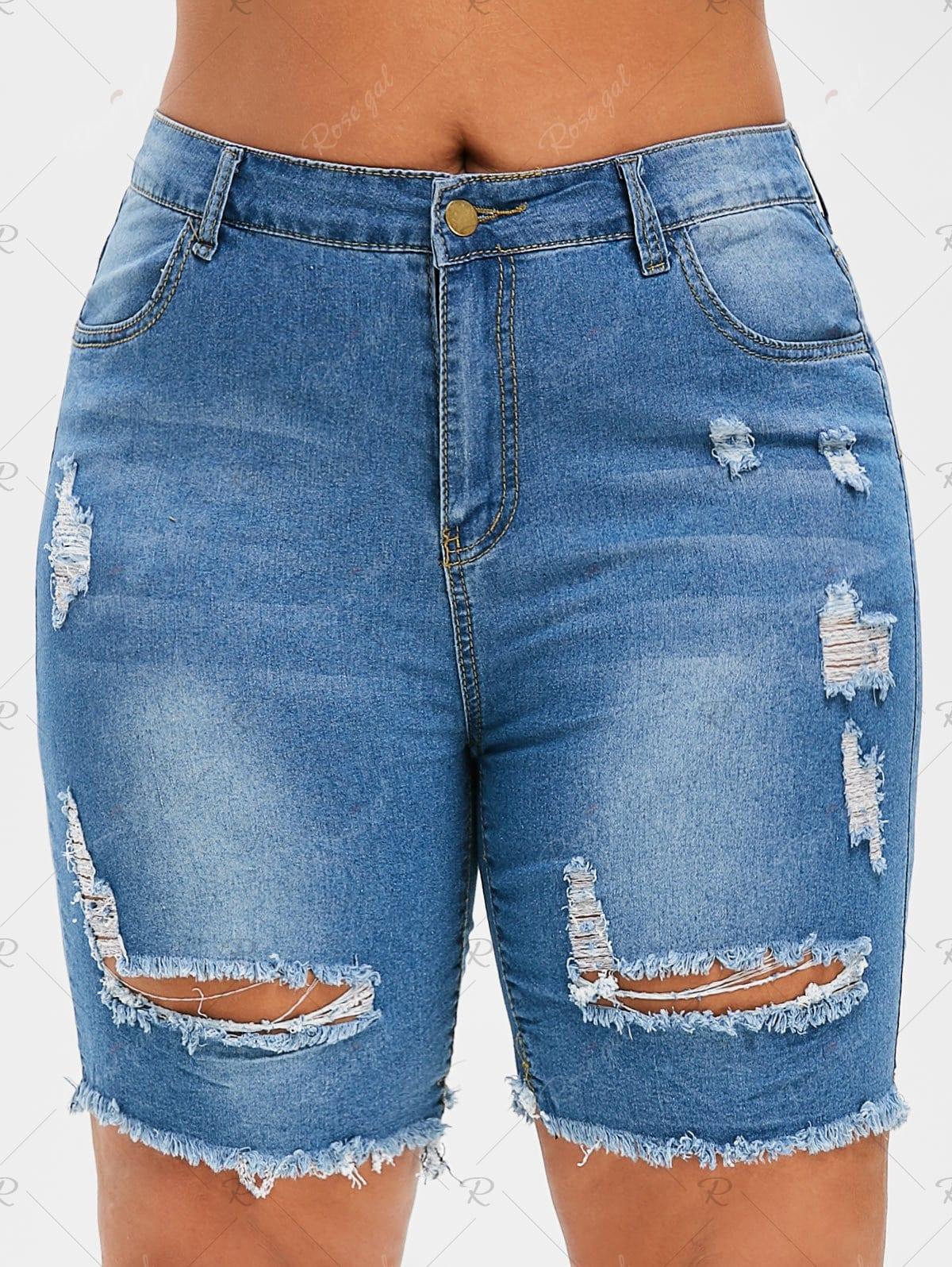 plus size distressed bermuda shorts