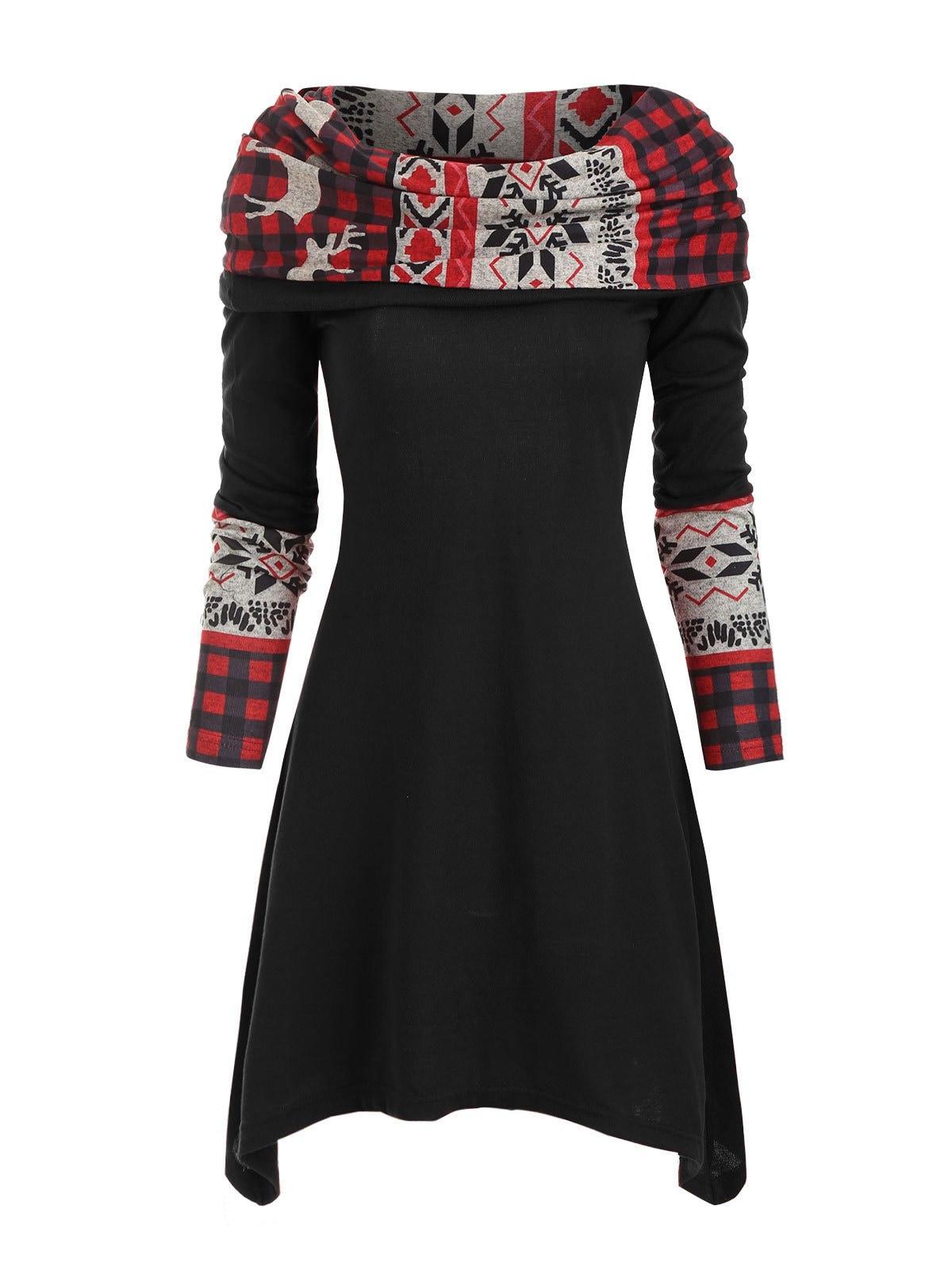 plaid knit mini dress