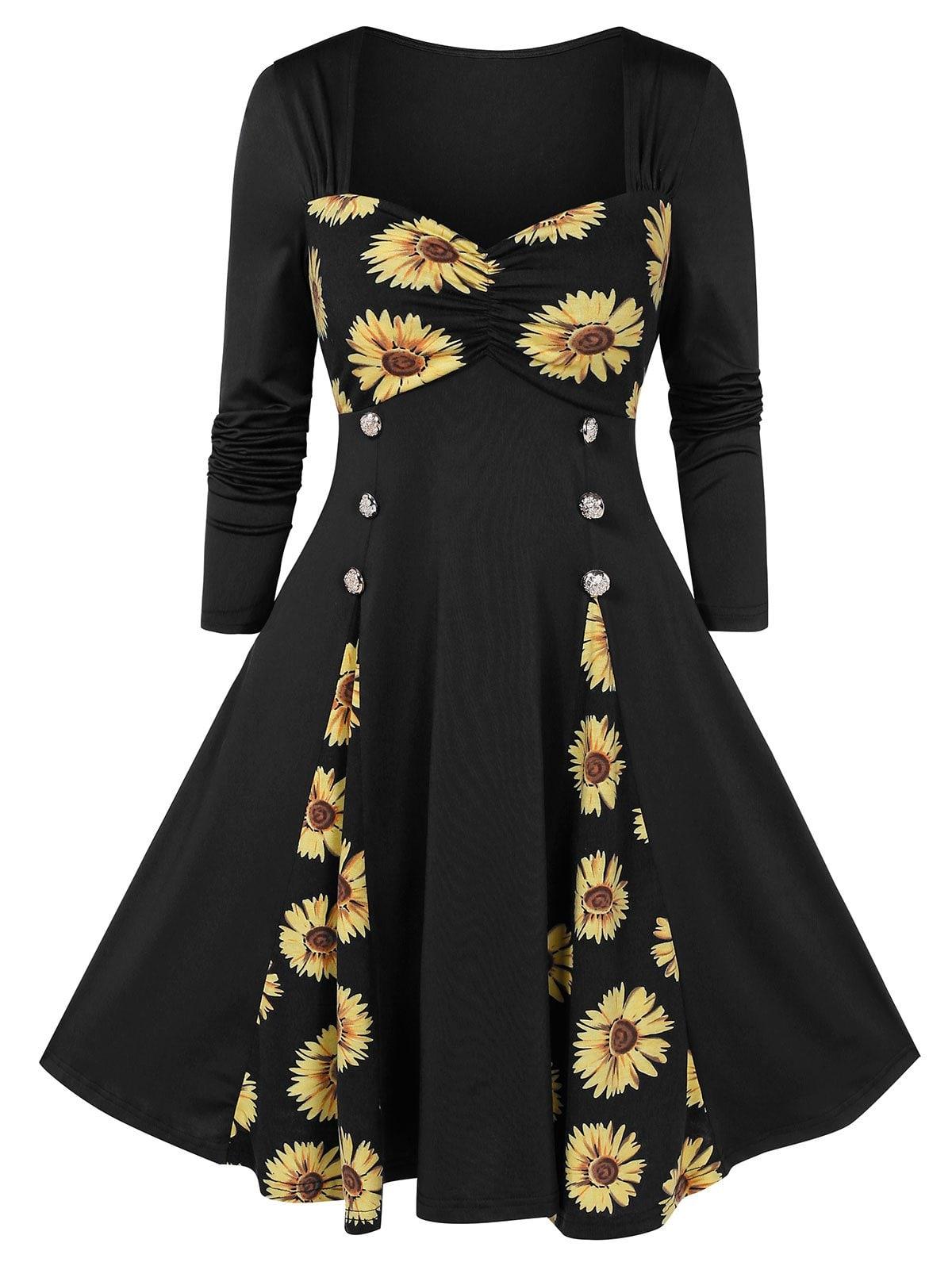 long sleeve sunflower dress