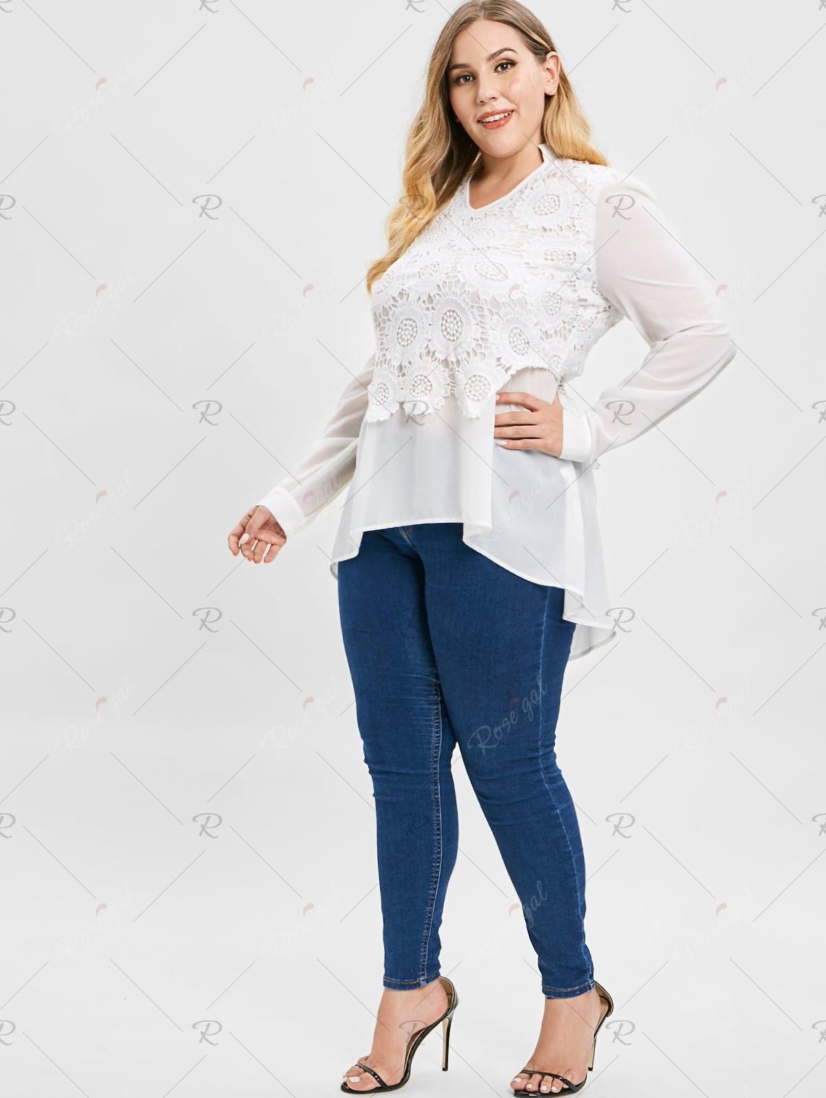 plus size white high low blouse