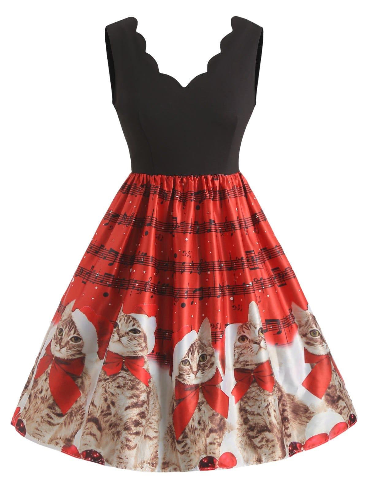 plus size christmas cat dress