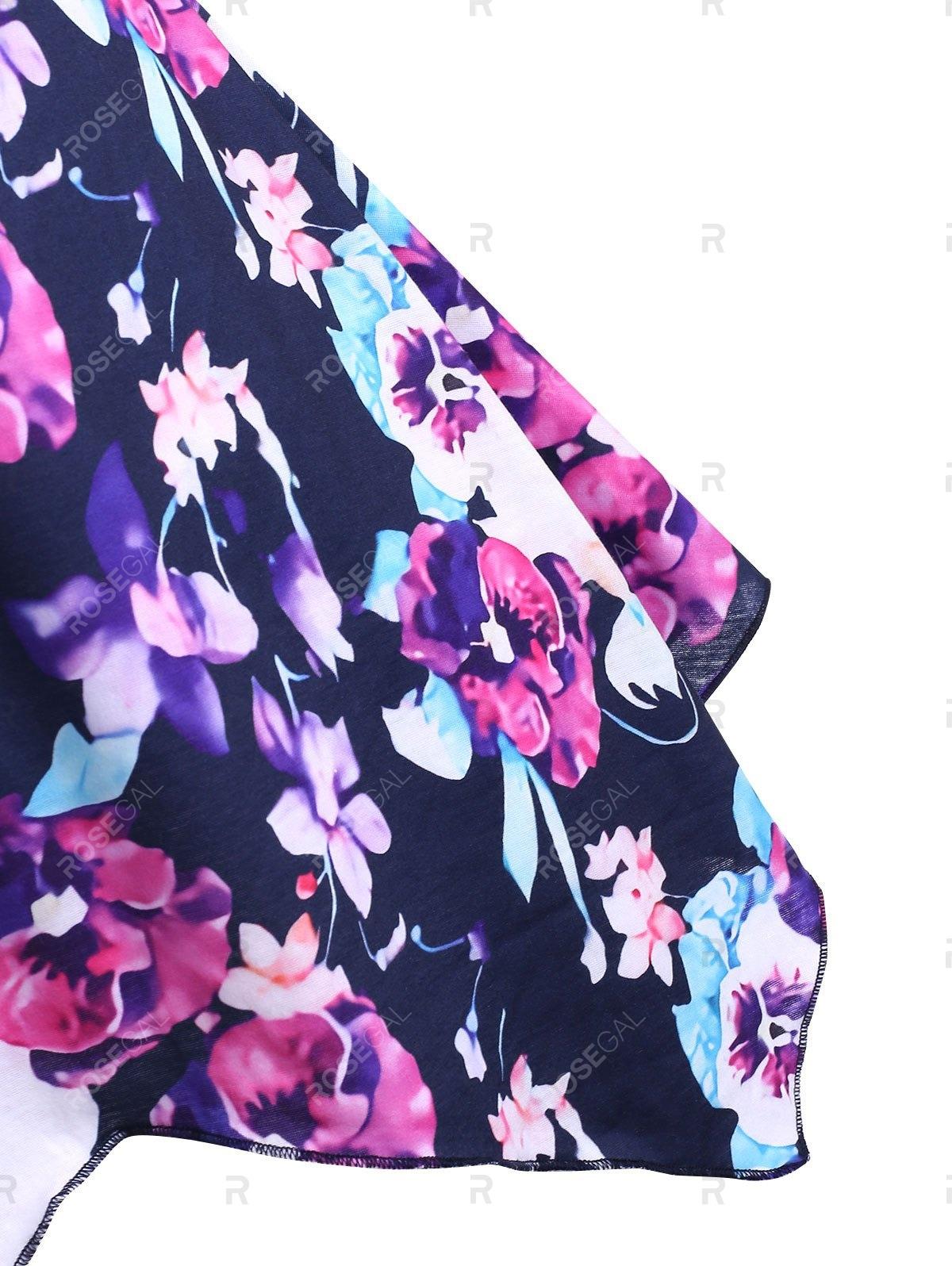 Download Rosegal Synthetic Mock Buttons Plaid Floral Handkerchief Plus Size Top in Purple - Lyst