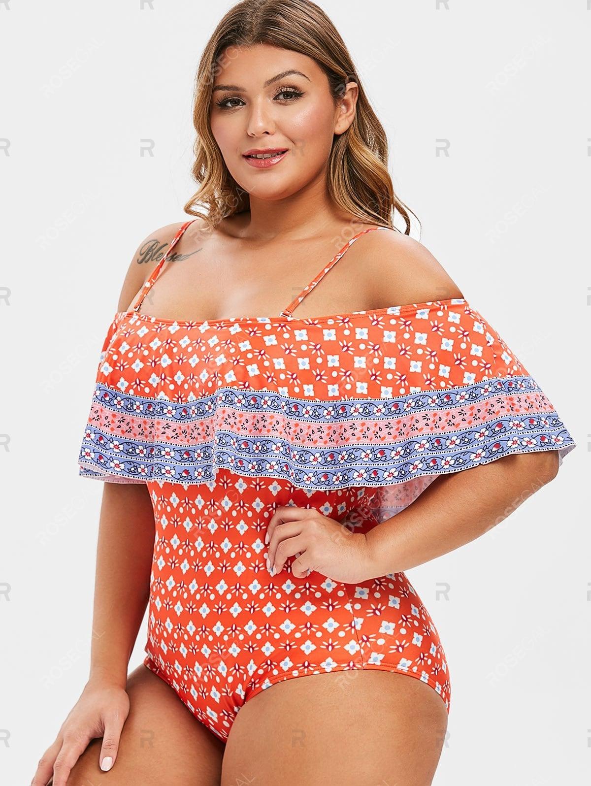 cold shoulder plus size swimsuit
