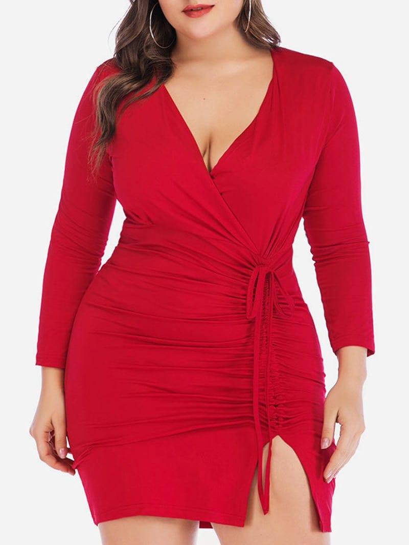long sleeve plus size bodycon dress