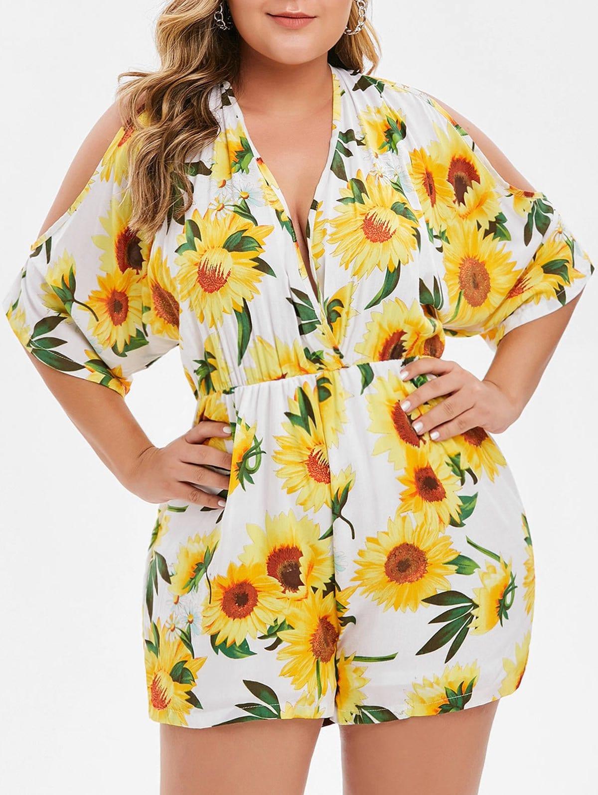 white sunflower romper