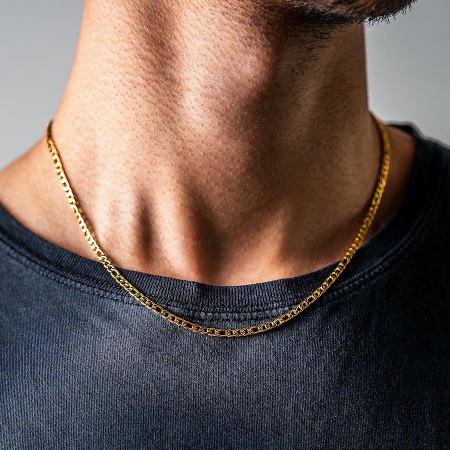 Figaro \u0026 Box Chain Stack (24kt Gold 