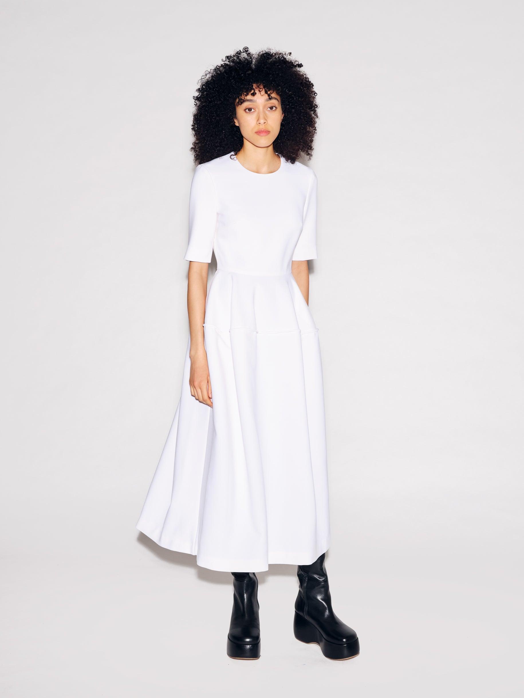 Rosetta Getty Fitted Bell Skirt Dress in White | Lyst