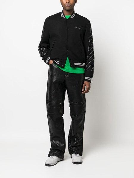 Off-White c/o Virgil Abloh Striped Varsity Jacket in Green for Men