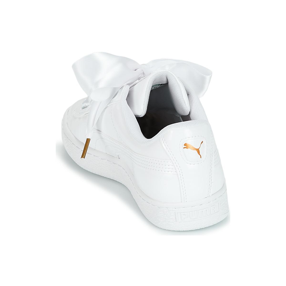 puma patent basket heart trainer in white