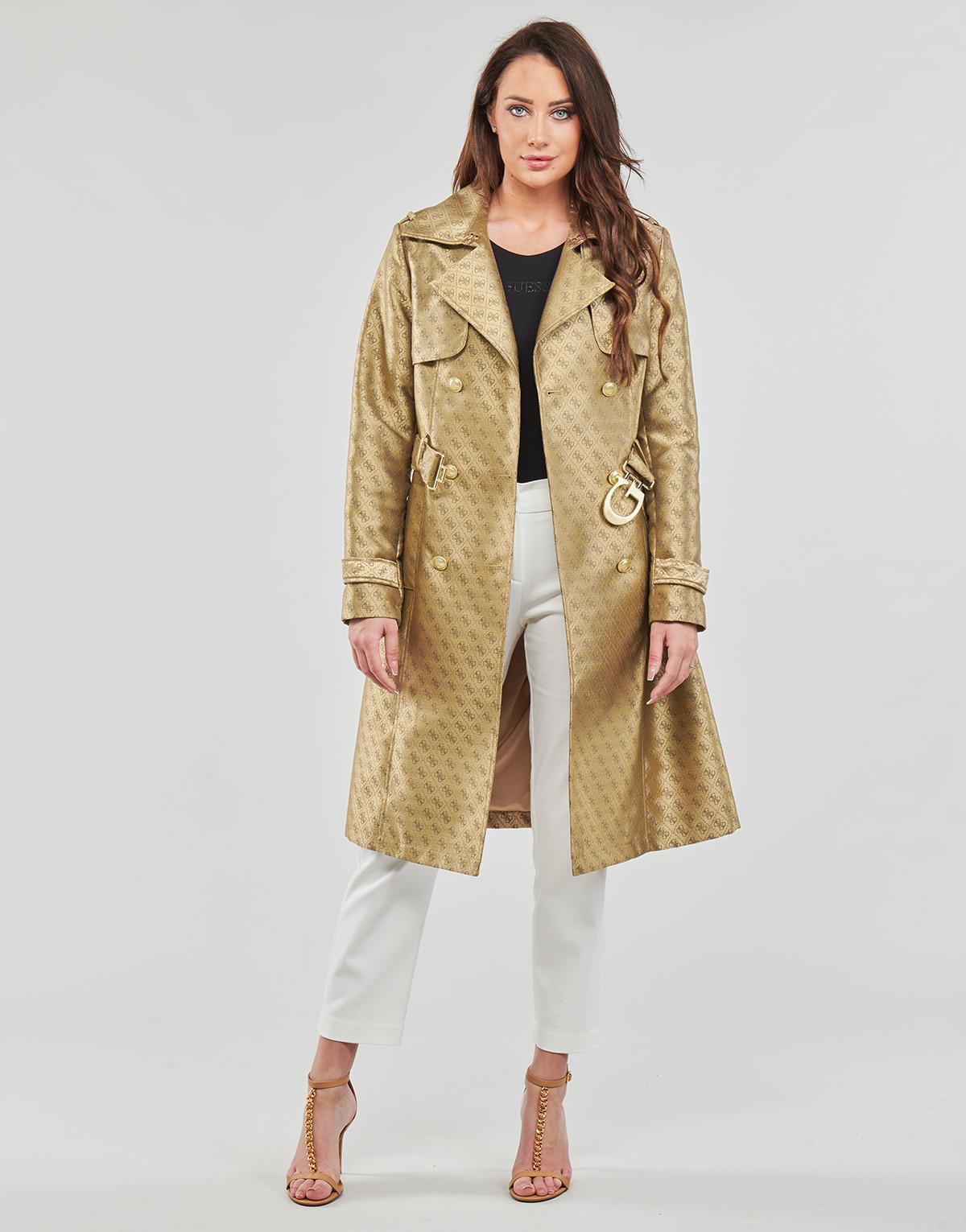 Guess Trench Coat Diletta Belted Logo Trench in Natural Lyst UK