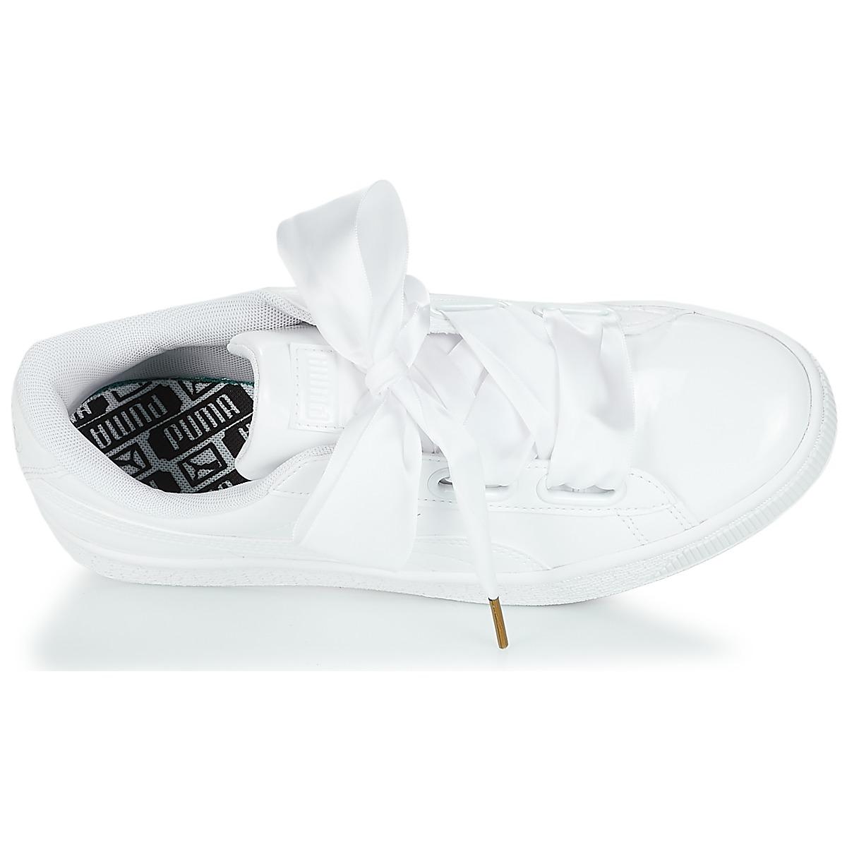 puma patent basket heart trainer in white