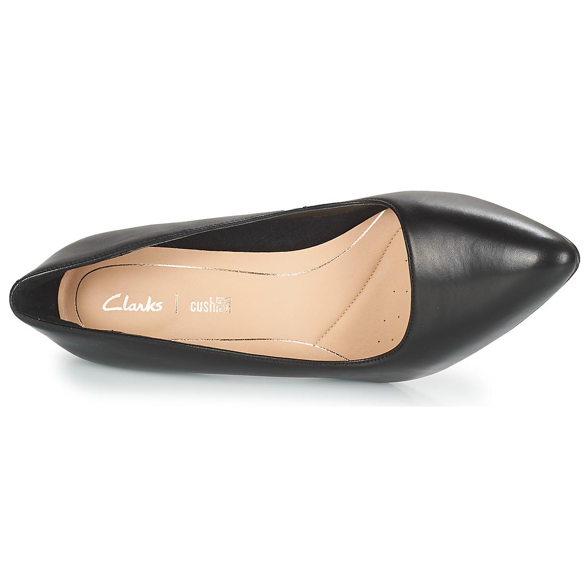 clarks black court shoes