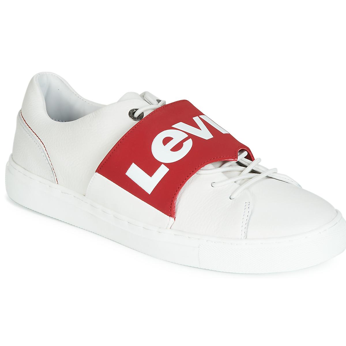red and white levi shoes