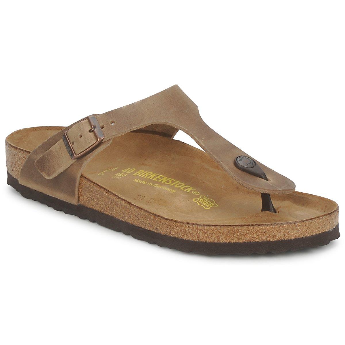 Birkenstock Leather Gizeh Women's Flip Flops / Sandals (shoes) In Brown