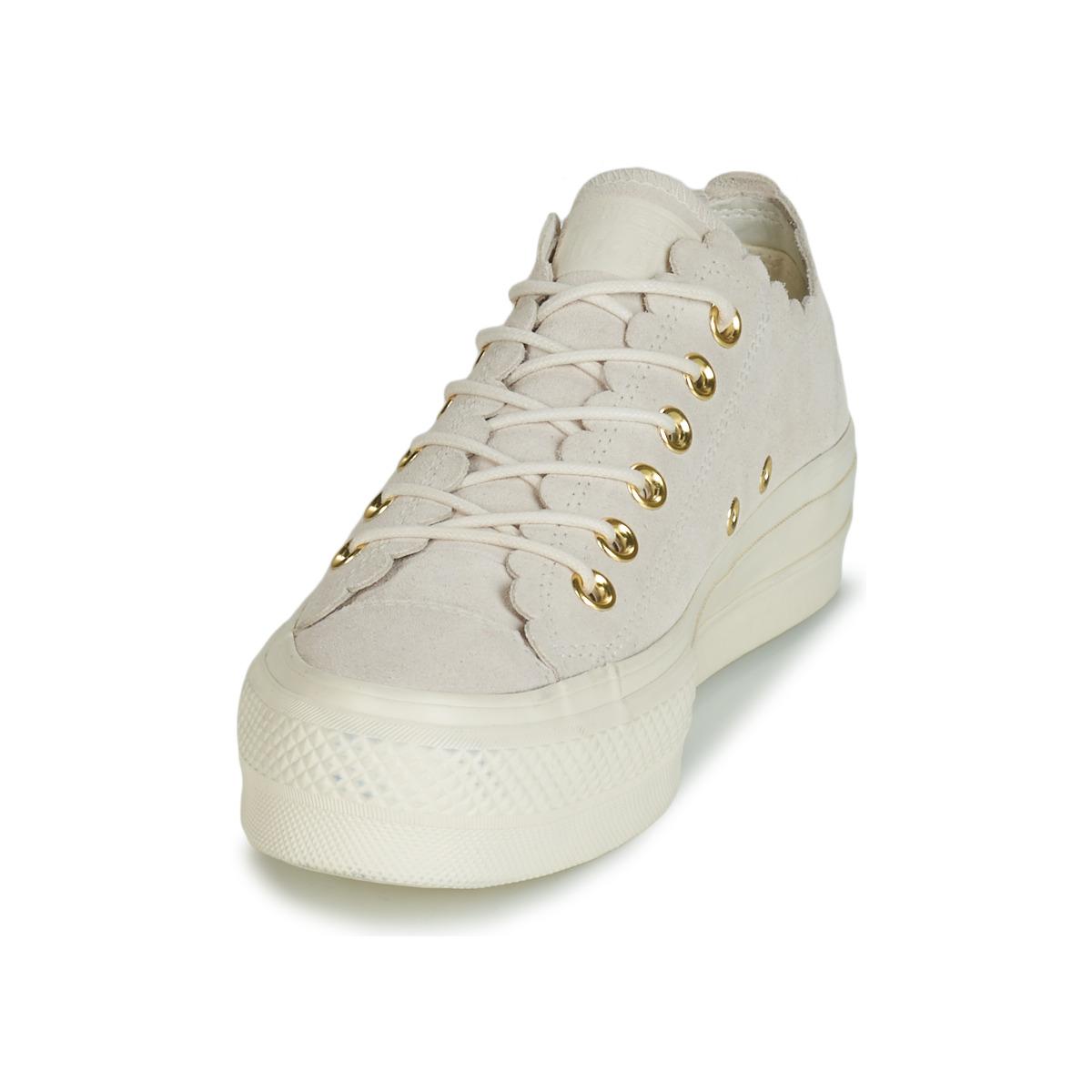 chuck taylor all star platform frilly thrills suede ox beige