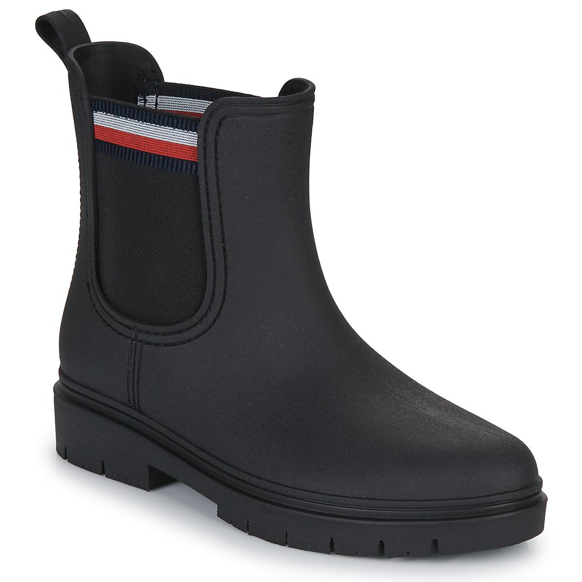 Tommy Hilfiger Wellington Boots Rain Boot Ankle Elastic in Black | Lyst UK