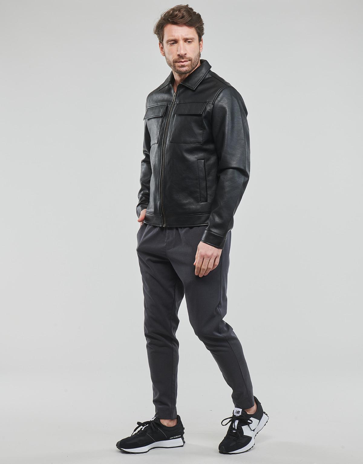 Jack & Jones Leather Jacket Jjepayton Pu Jacket in Black for Men | Lyst UK