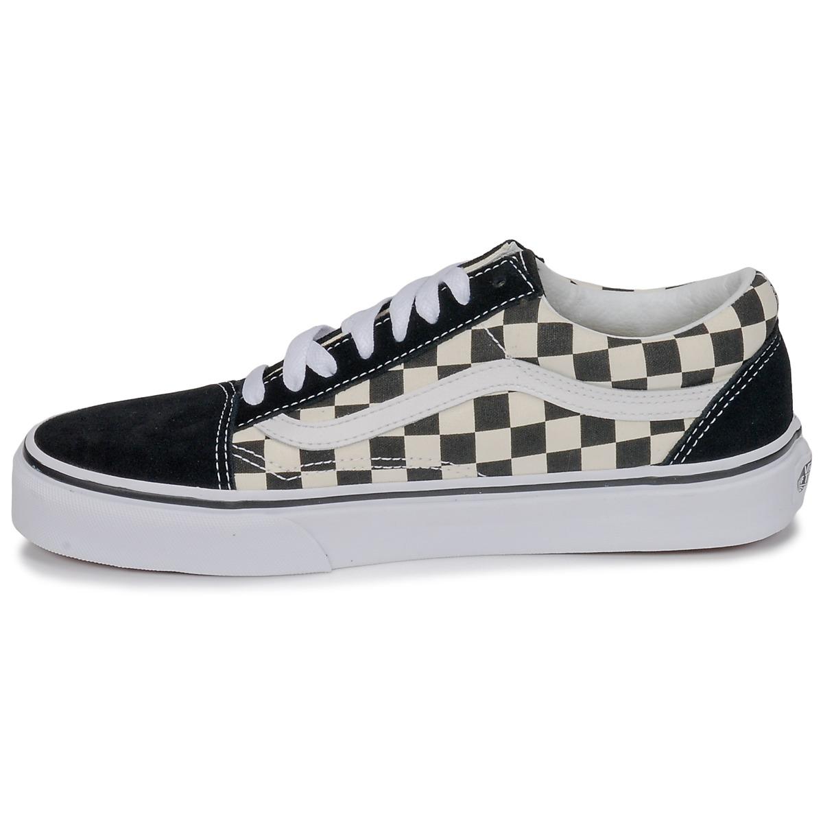black & white old skool primary check trainers