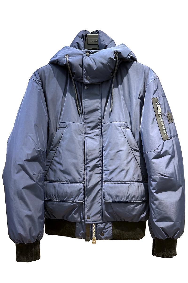 Mackage VIGGO Classic Down Bomber Jacket With Removable Hood Navy in ...