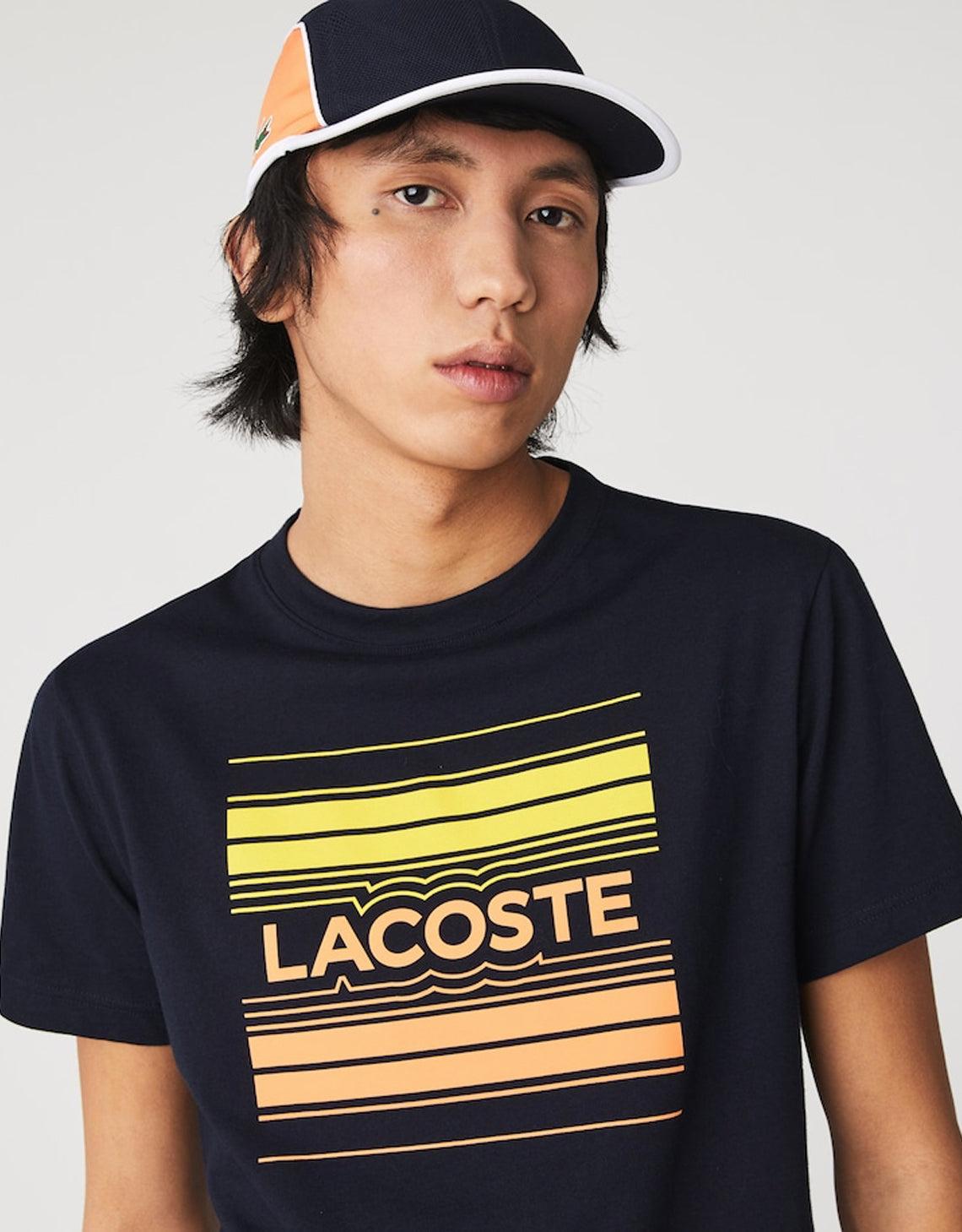 Lacoste Sport Stylized Logo Print Organic Cotton T-shirt Navy Blue for Men  | Lyst