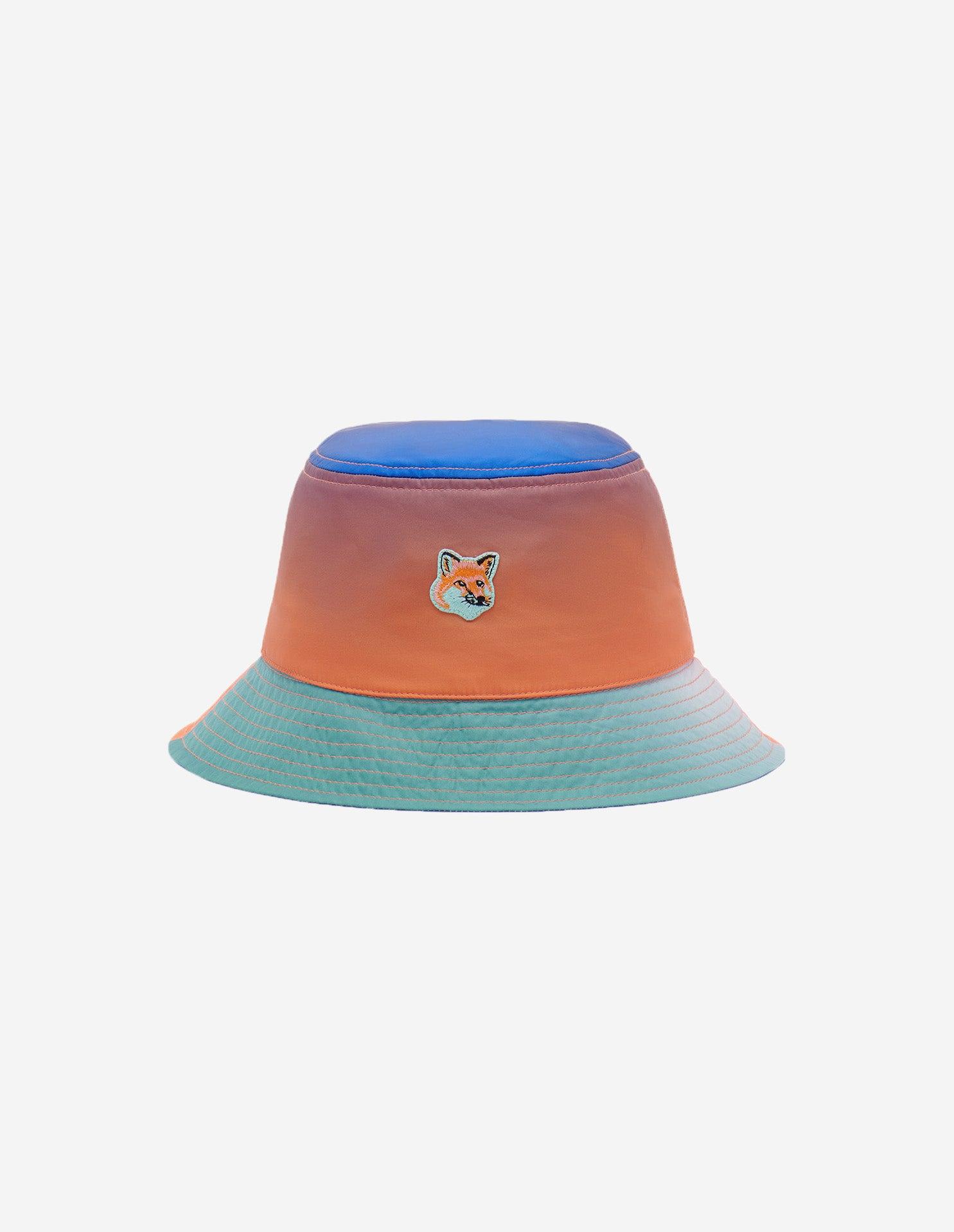 Maison Kitsuné Vibrant Fox Head Bucket Hat Gradient Print in Blue