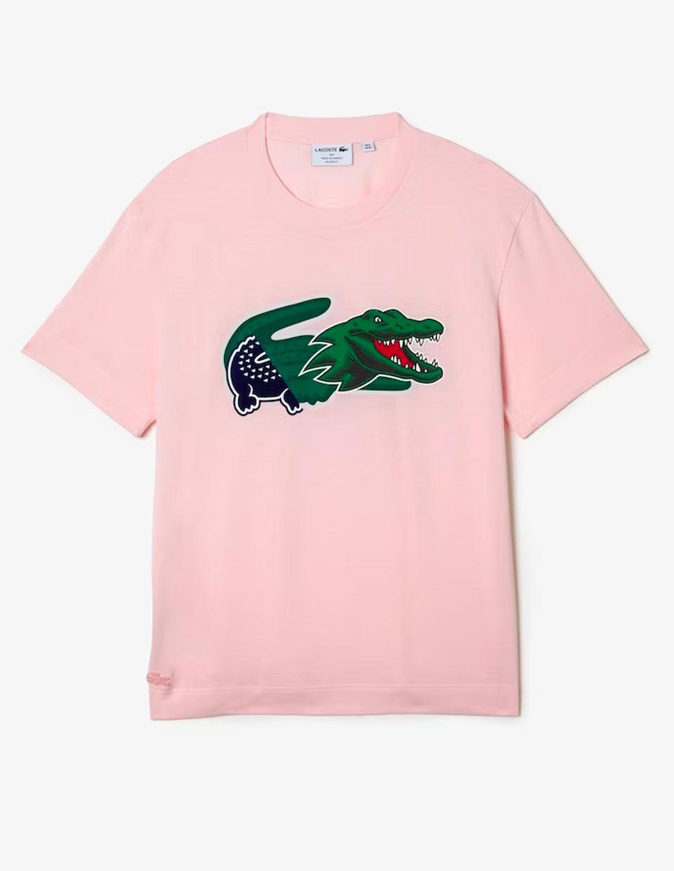ring Hæl Ulydighed Lacoste Men's Relaxed Fit Oversized Crocodile T-shirt Pink for Men | Lyst