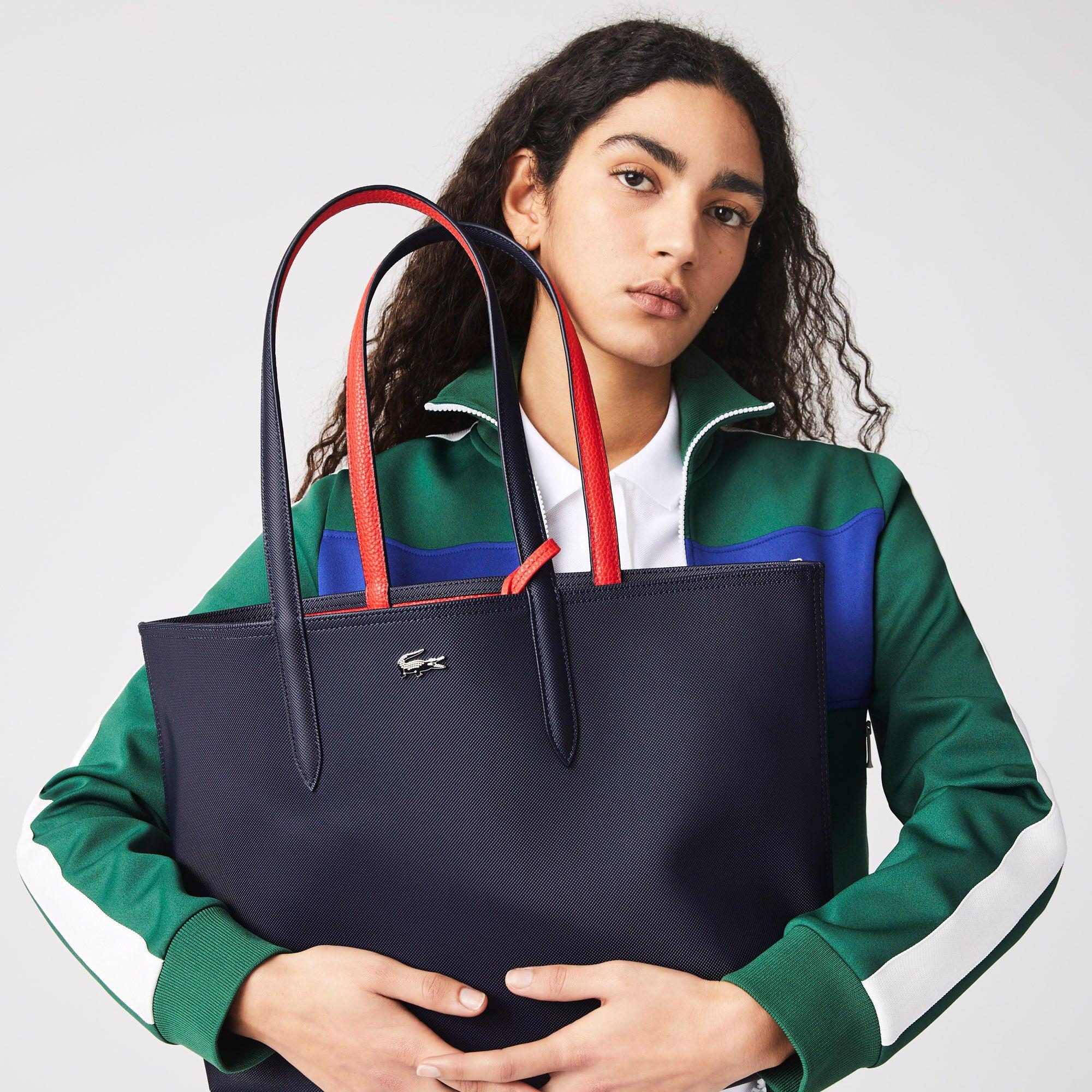 Lacoste Women's Anna Reversible Two-tone Tote Bag Blue / Red
