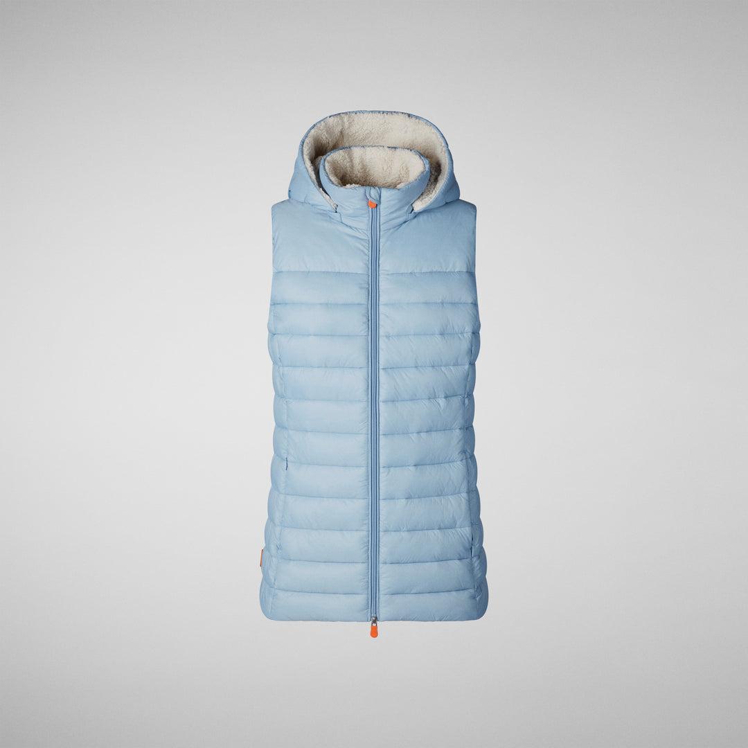 Save The Duck Margareth Hooded Puffer Vest Powder Blue | Lyst