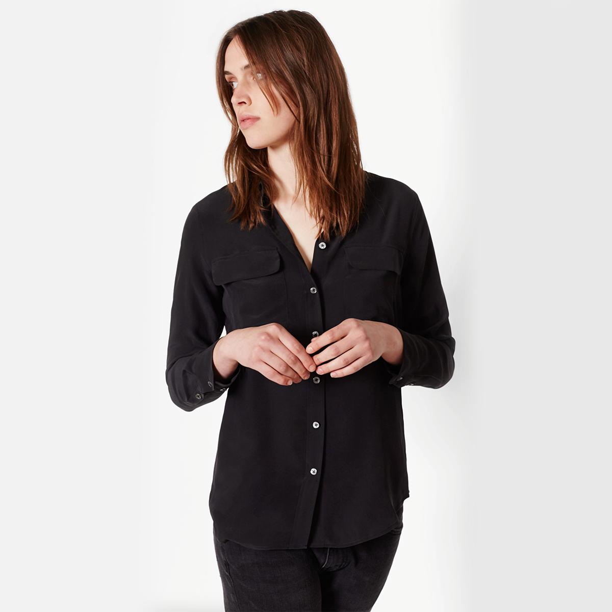 Equipment Slim Signature Silk Shirt True Black | Lyst