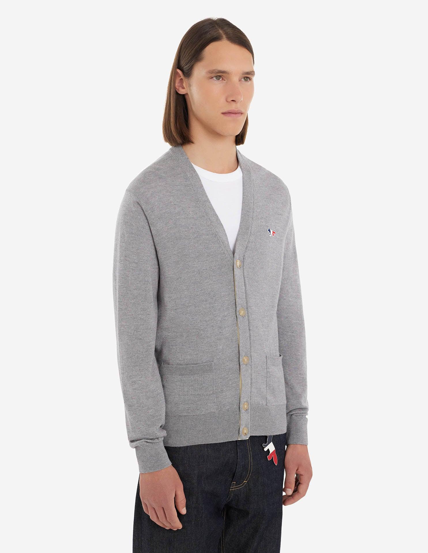 Maison Kitsuné Unisex Tricolor Fox Patch Classic Cardigan Grey