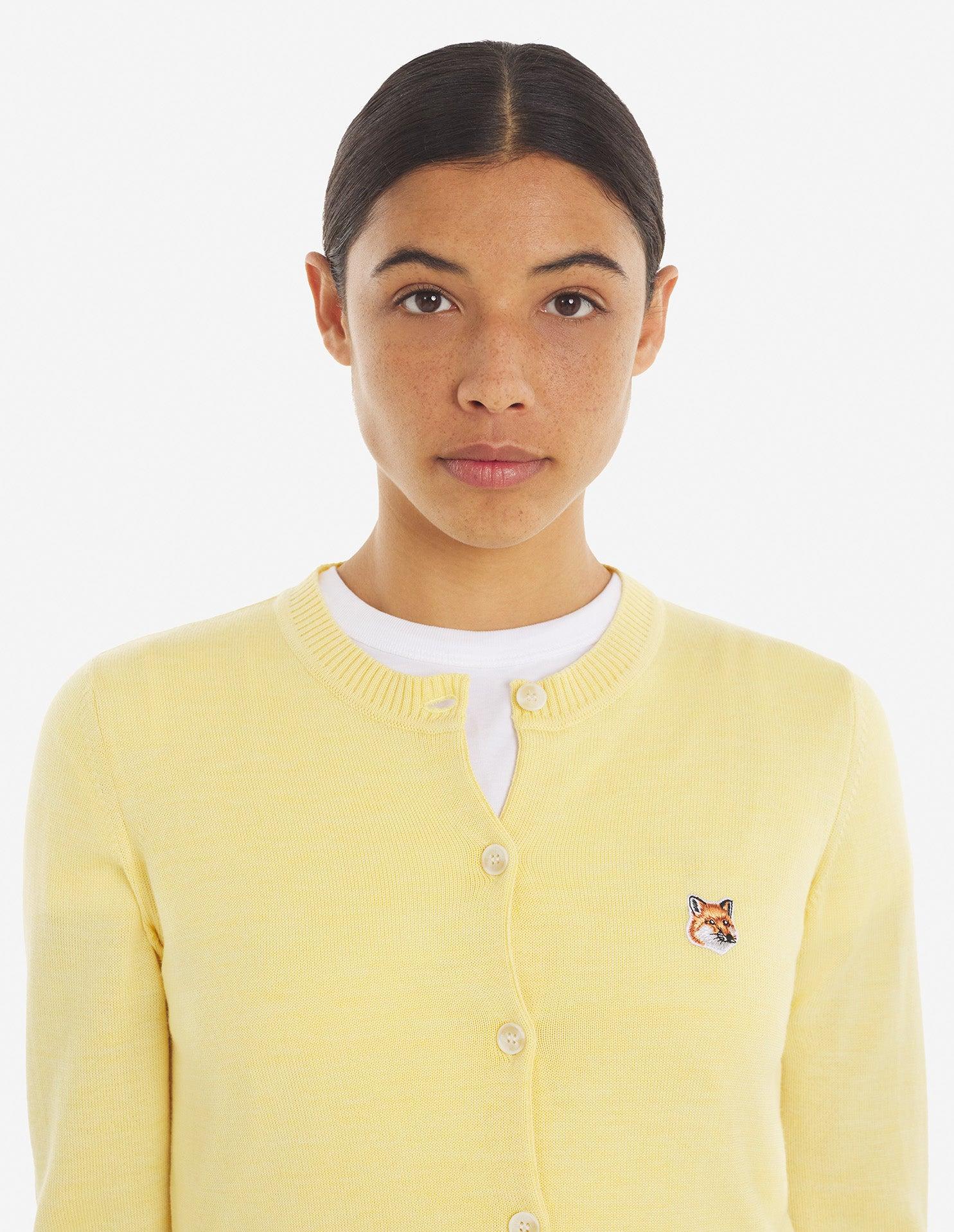 Maison Kitsuné Fox Head Patch Adjusted R-neck Cardigan Soft Yellow