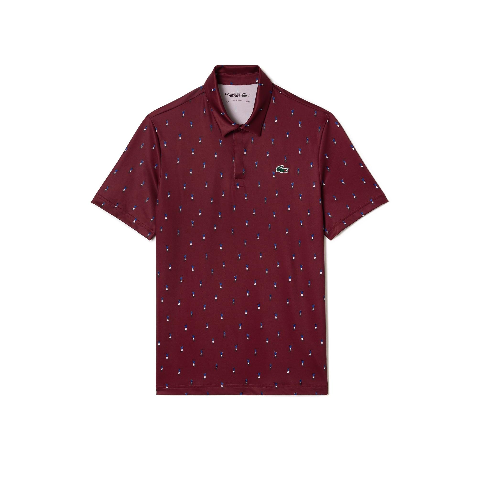 Lacoste Men's Golf Printed Recycled Polyester Polo Bordeaux / Blue in Red for |