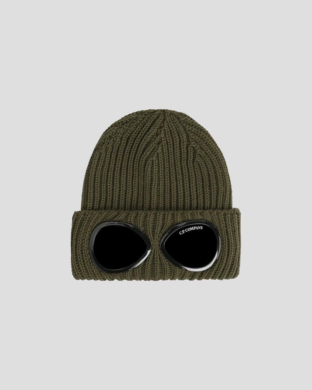 C.P. Company Extra Fine Merino Wool Goggle Beanie Ivy Green Lyst