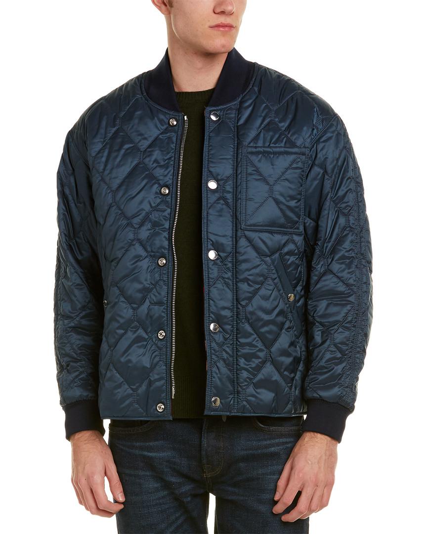 Burberry Synthetic Persham Quilted Bomber Jacket in Blue for Men - Lyst