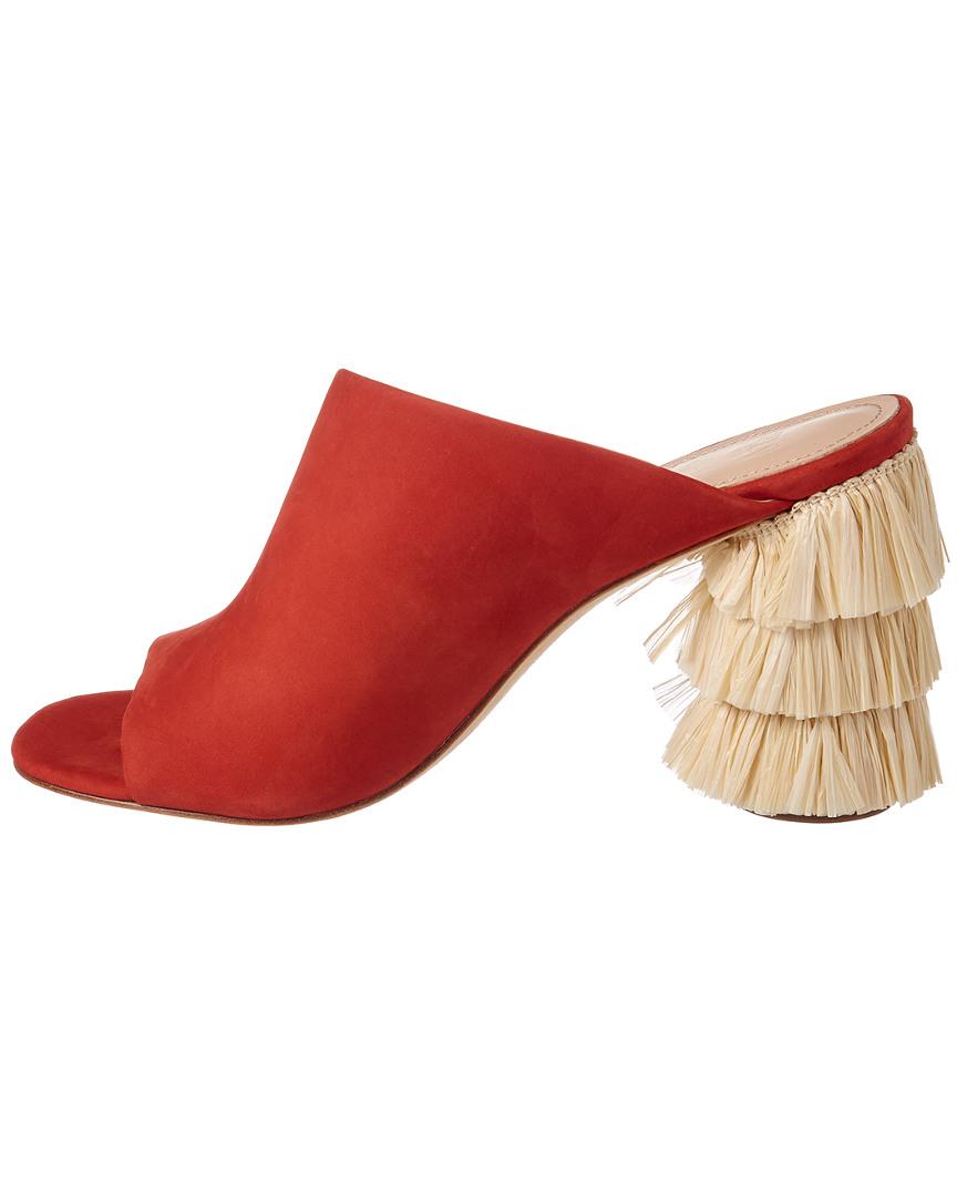 pour la victoire hettie tiered fringe tassel heel mule